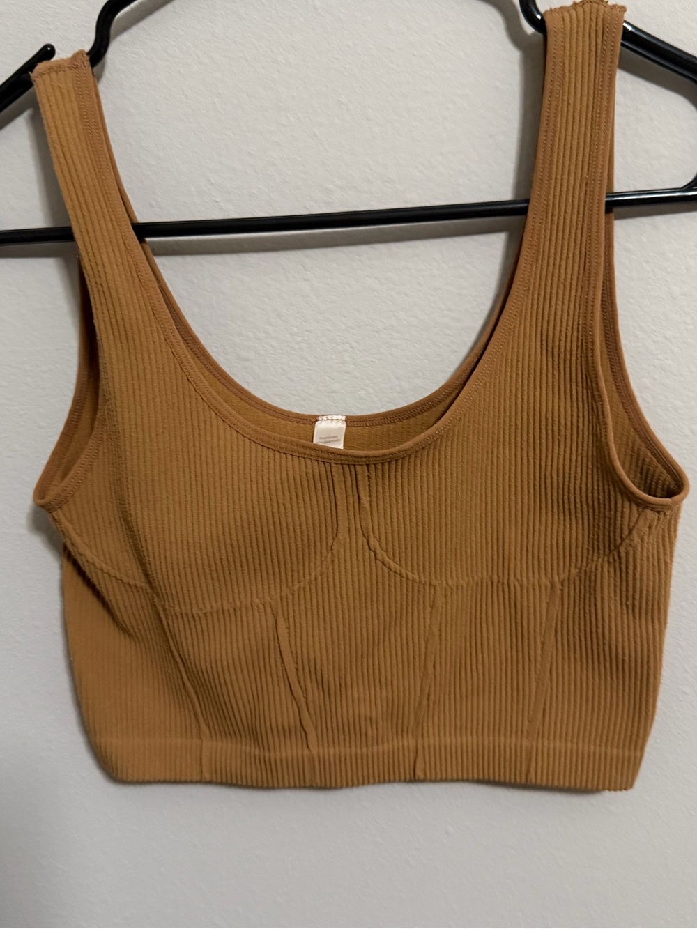 Together Ribbed Scoop Neck Cropped Tank - Caramel Size s/m